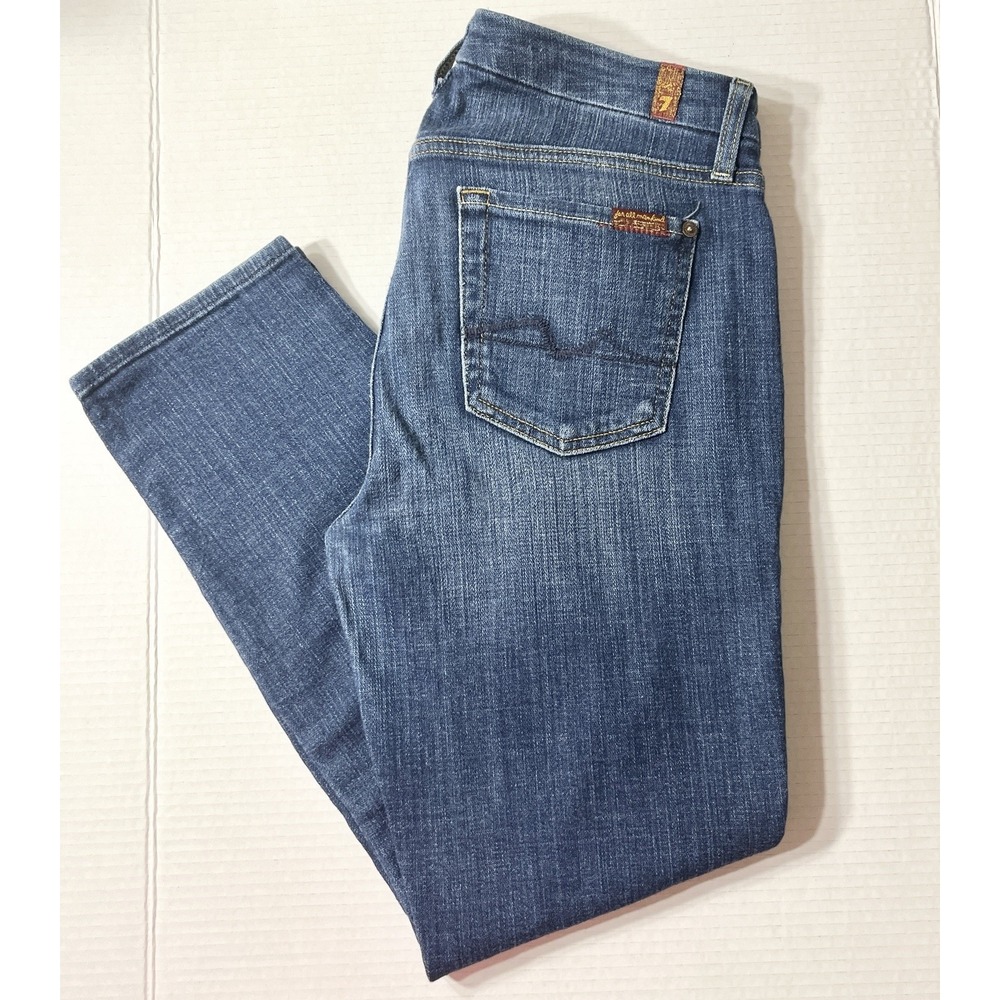 7 For All Mankind Jeans Women's 30 Blue Kimmie Crop Fit Boho Western Academia